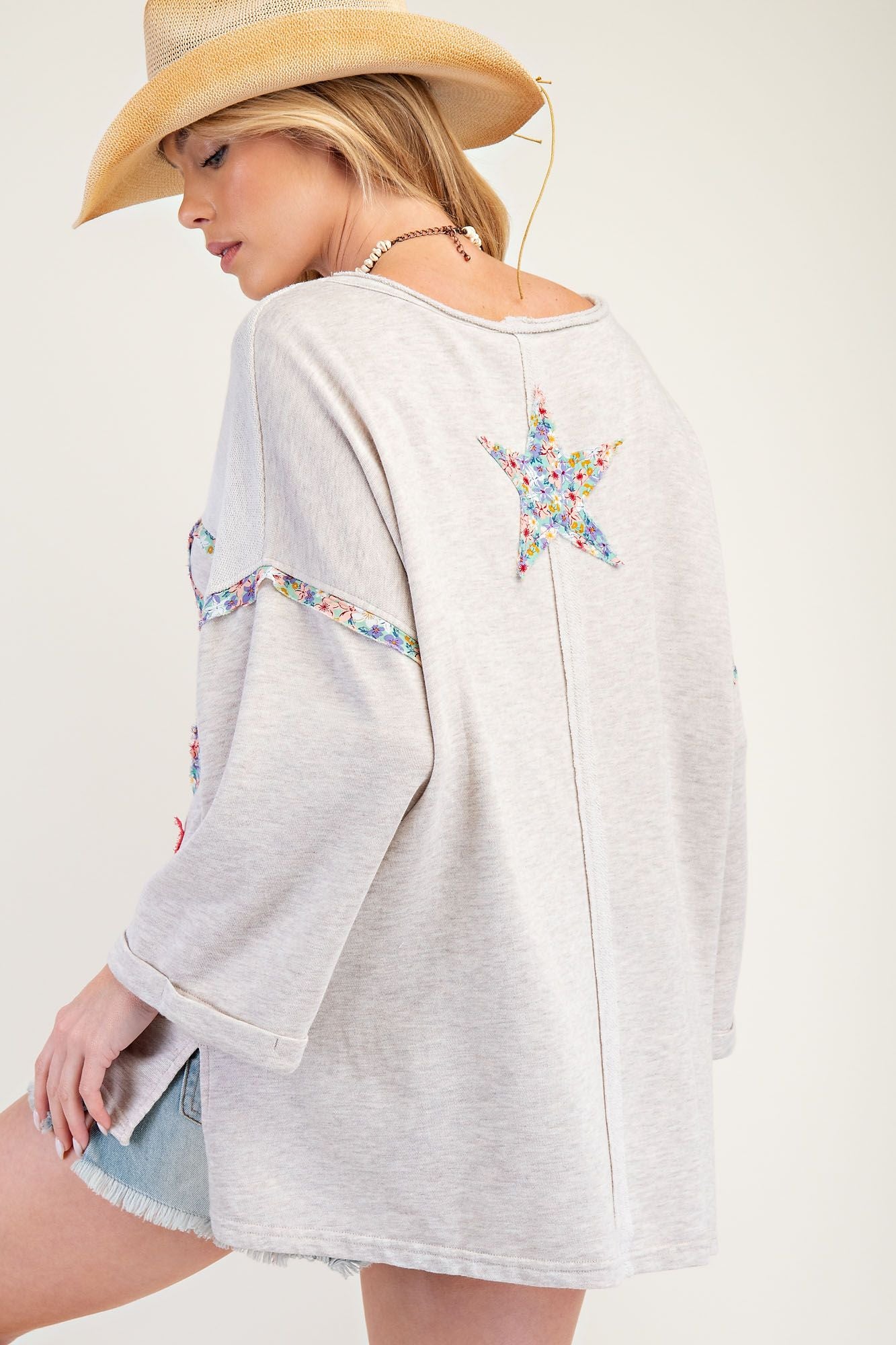 PEACE PATCH MINERAL WASHED KNIT TOP