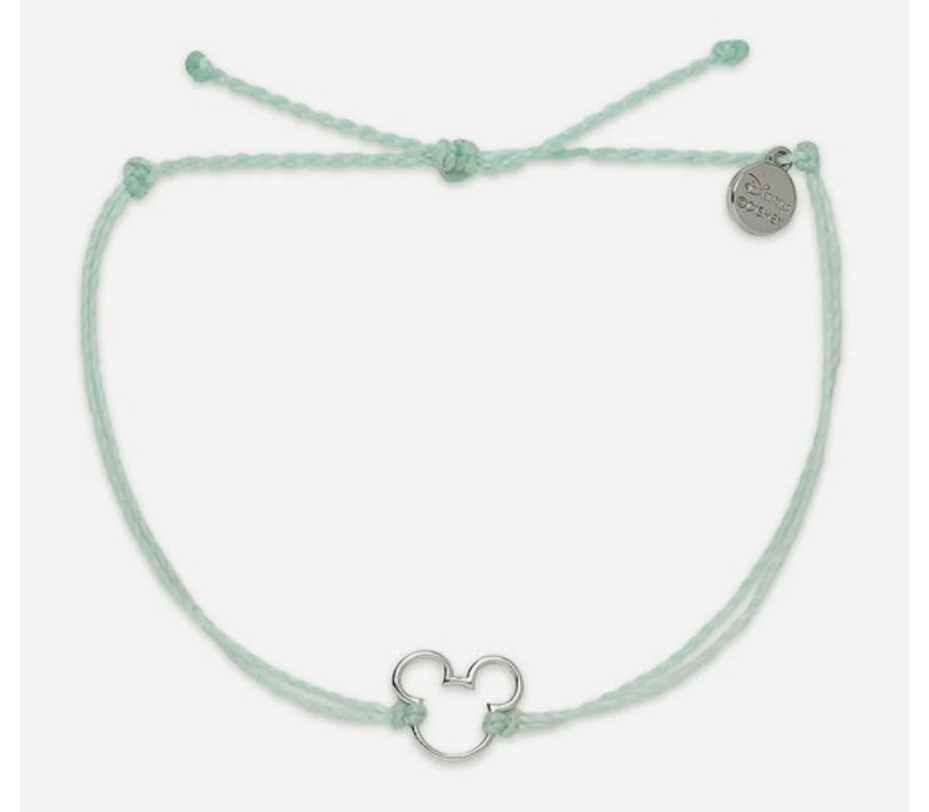 Pura Vida Mickey Mouse Teal and Silver Icon Charm Bracelet