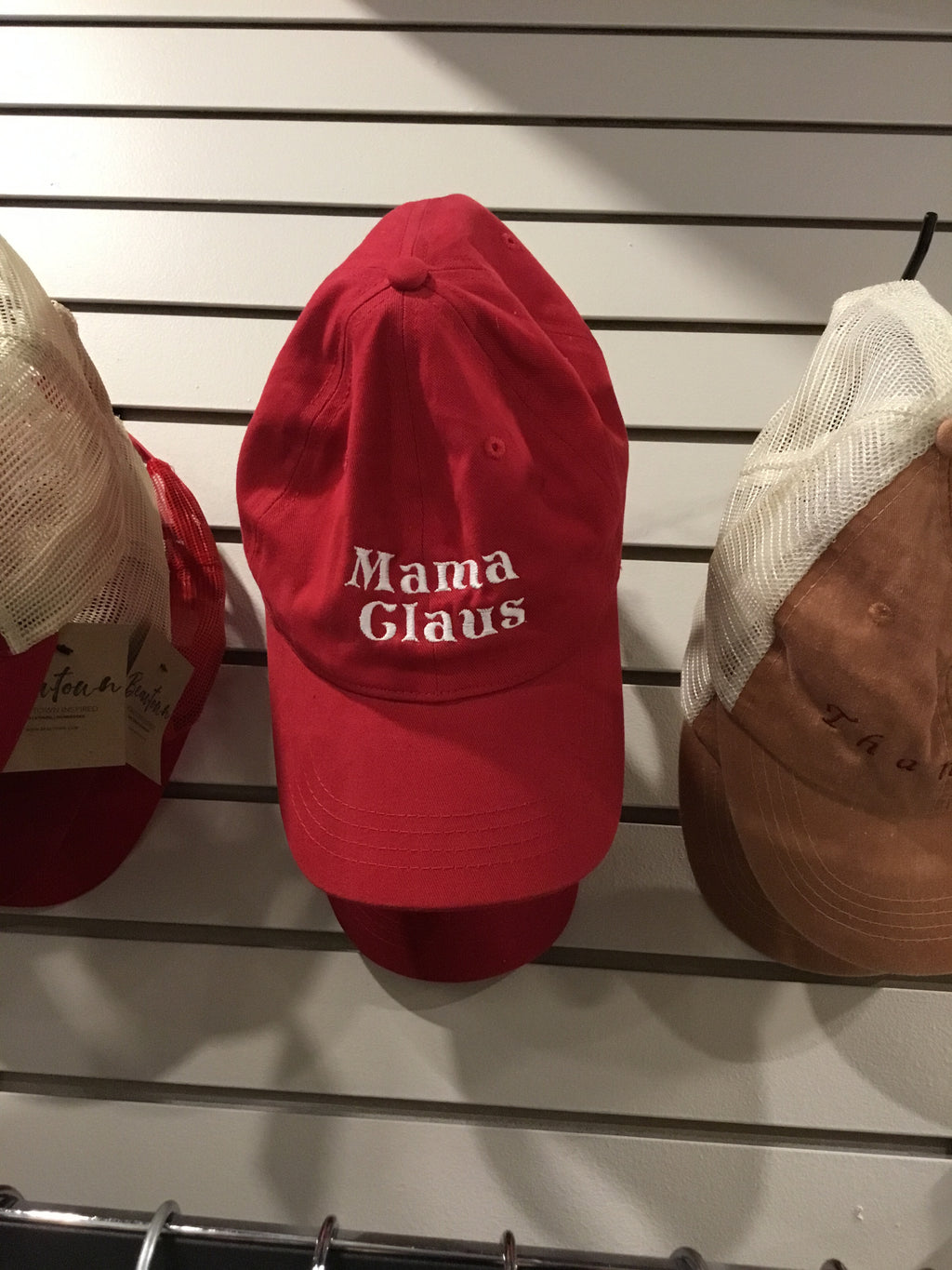 Mama Claus embroidered red baseball hat