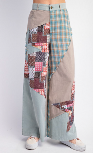 PATCHWORK MIX N MATCH WASHED PANTS