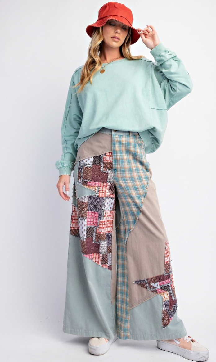 PATCHWORK MIX N MATCH WASHED PANTS