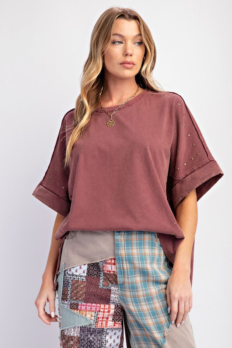 MINERAL WASHED KNIT TOP