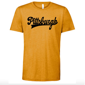 Youth Gold Pittsburgh Script Tee